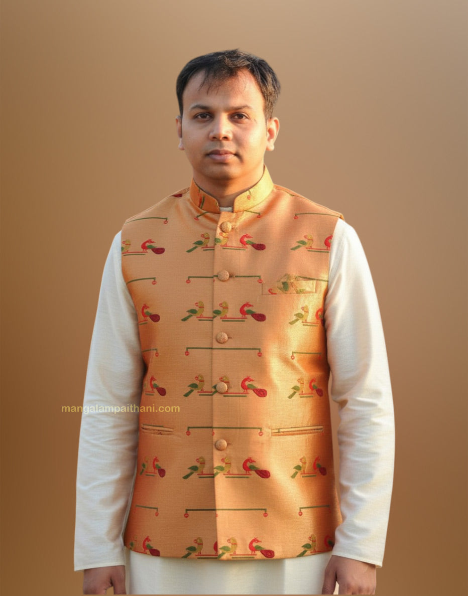 mens paithani jacket mangalam paithani traditional jacket for mens