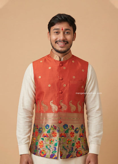 traditional paithani silk jacket for men mangalam paithani jackets