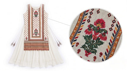 White Floral Printed Anarkali One Piece Dress