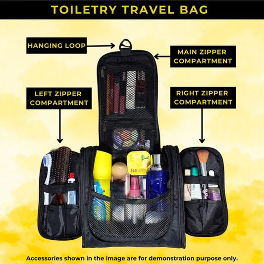 Black toiletry travel bag mangalam paithani