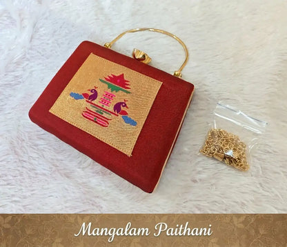 Traditional Indian Paithani clutch bag