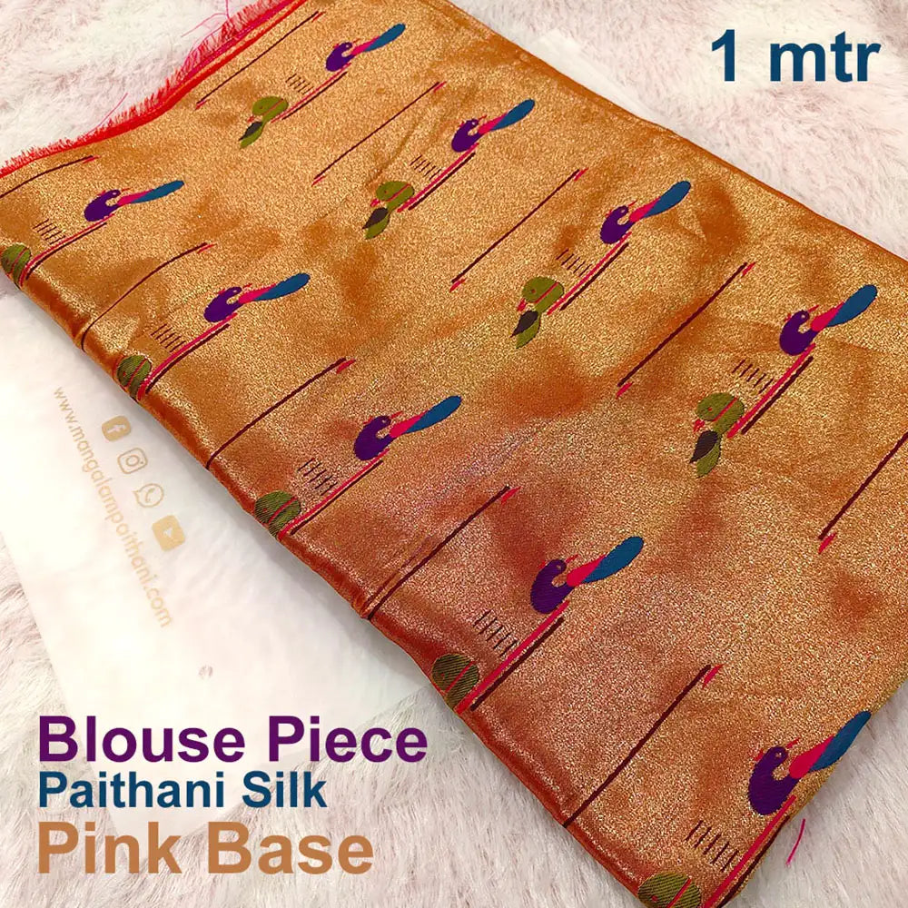 pink base paithani fabric