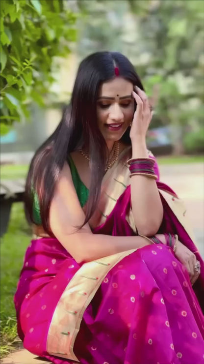 Magenta Pink Paithani Silk Saree with Designer Pallu