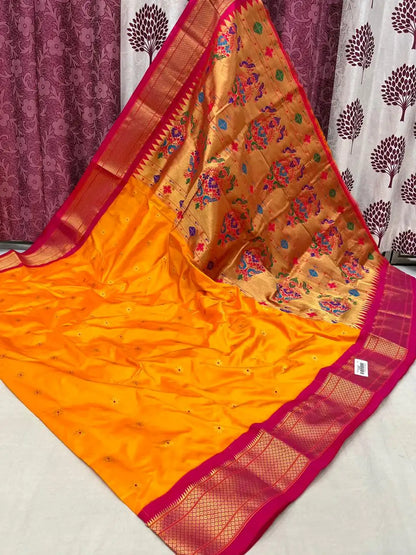 mango color paithani