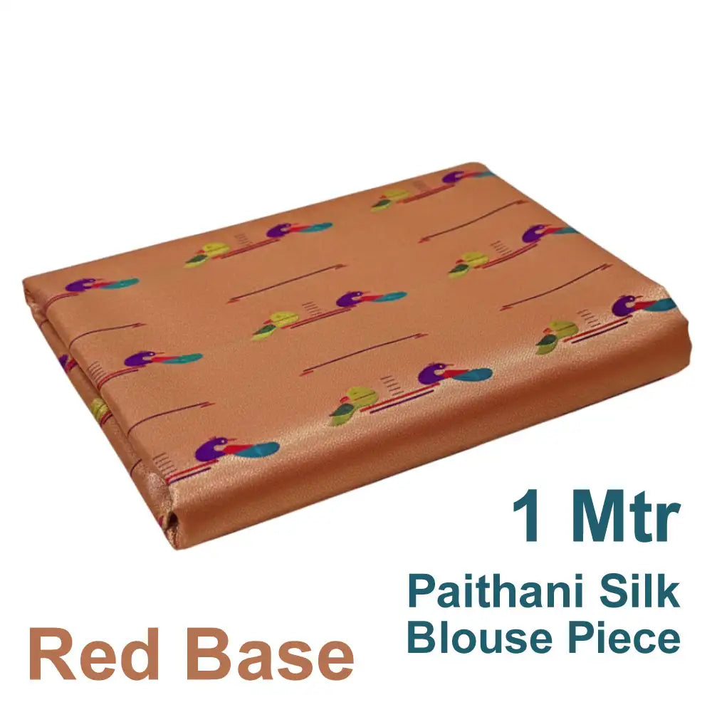 1 meter red base paithani blouse piece
