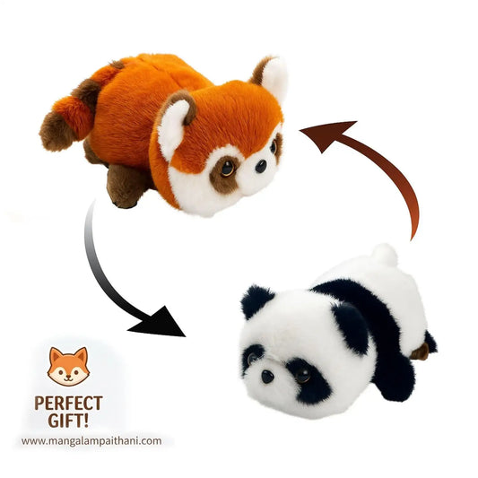 Reversible panda red panda plush toy soft stuffed animal for kids gift