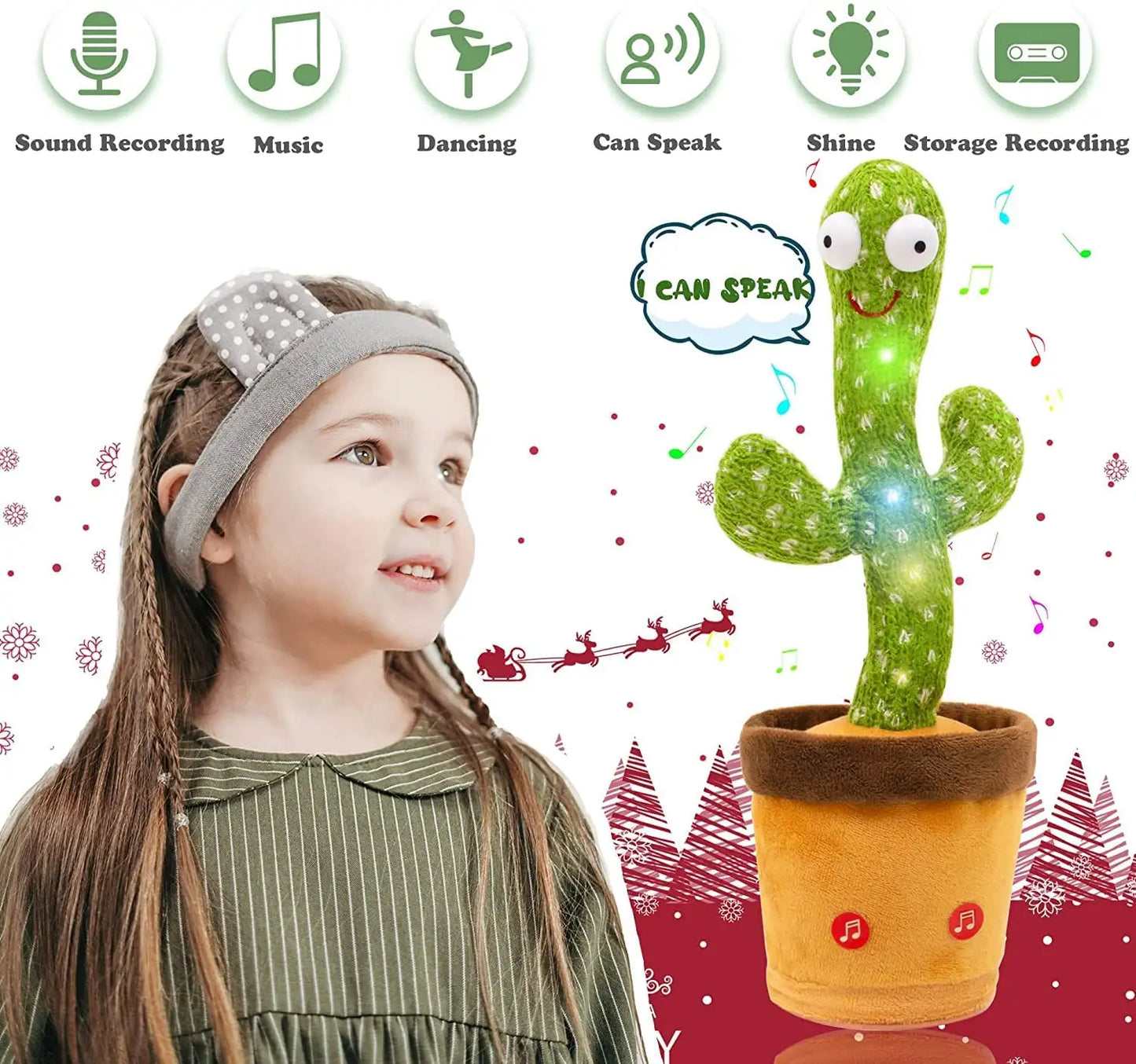 kids musical cactus toy with voice repeat